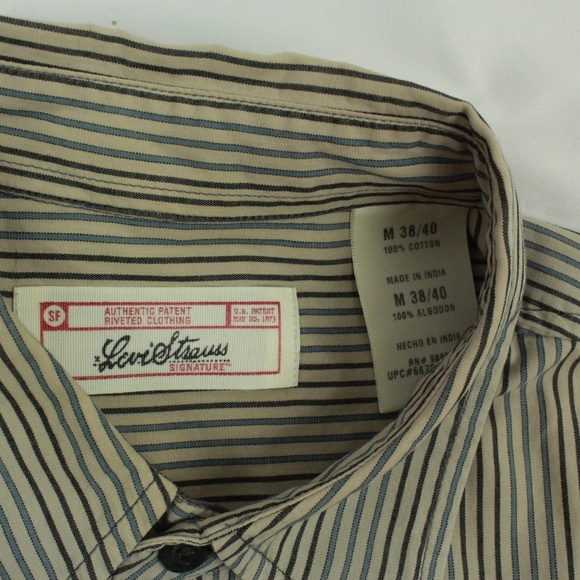 VINTAGE Levi's Button Up Shirt M 38/40 Striped - Picture 6 of 8